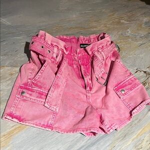 BlankNYC Pink Cargo Denim Shorts NWT